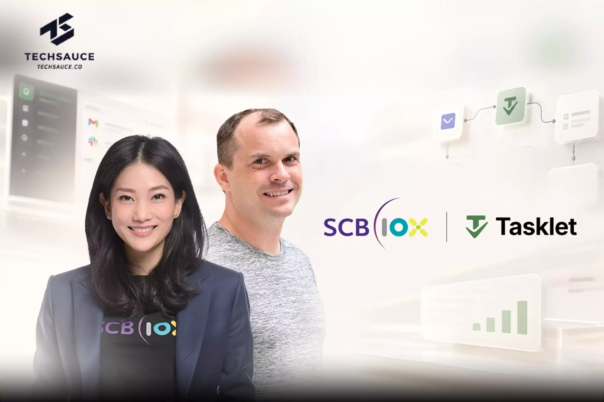 ภาพประกอบข่าว SCB 10X ลงทุนใน Tasklet พร้อมโลโก้ของทั้งสองบริษัท