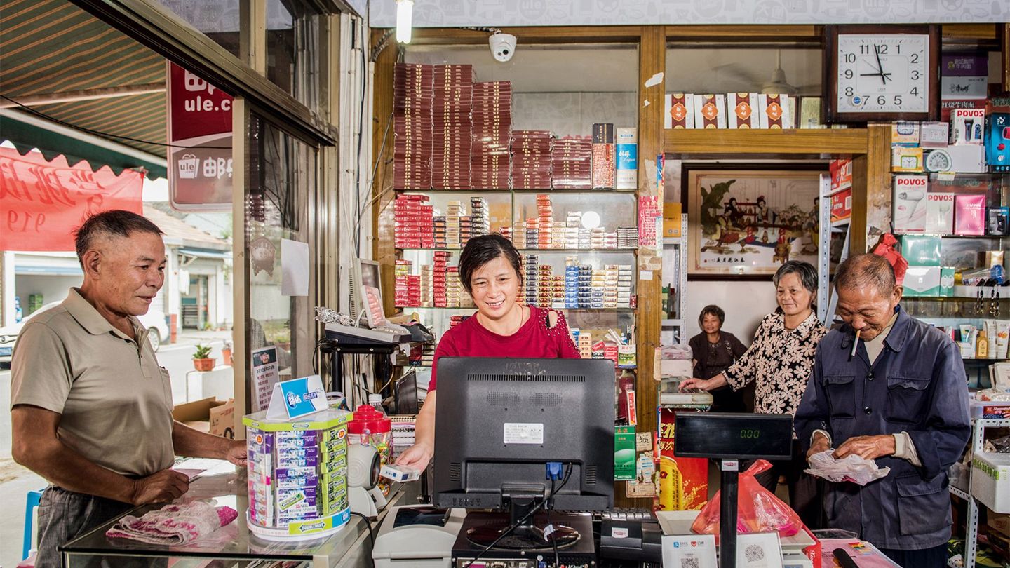 Lou Werner in her Xiabao village general store