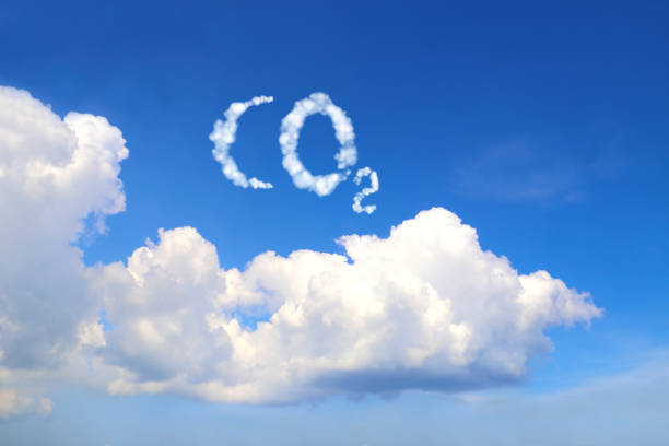 Symbol CO2 from clouds on blue sky