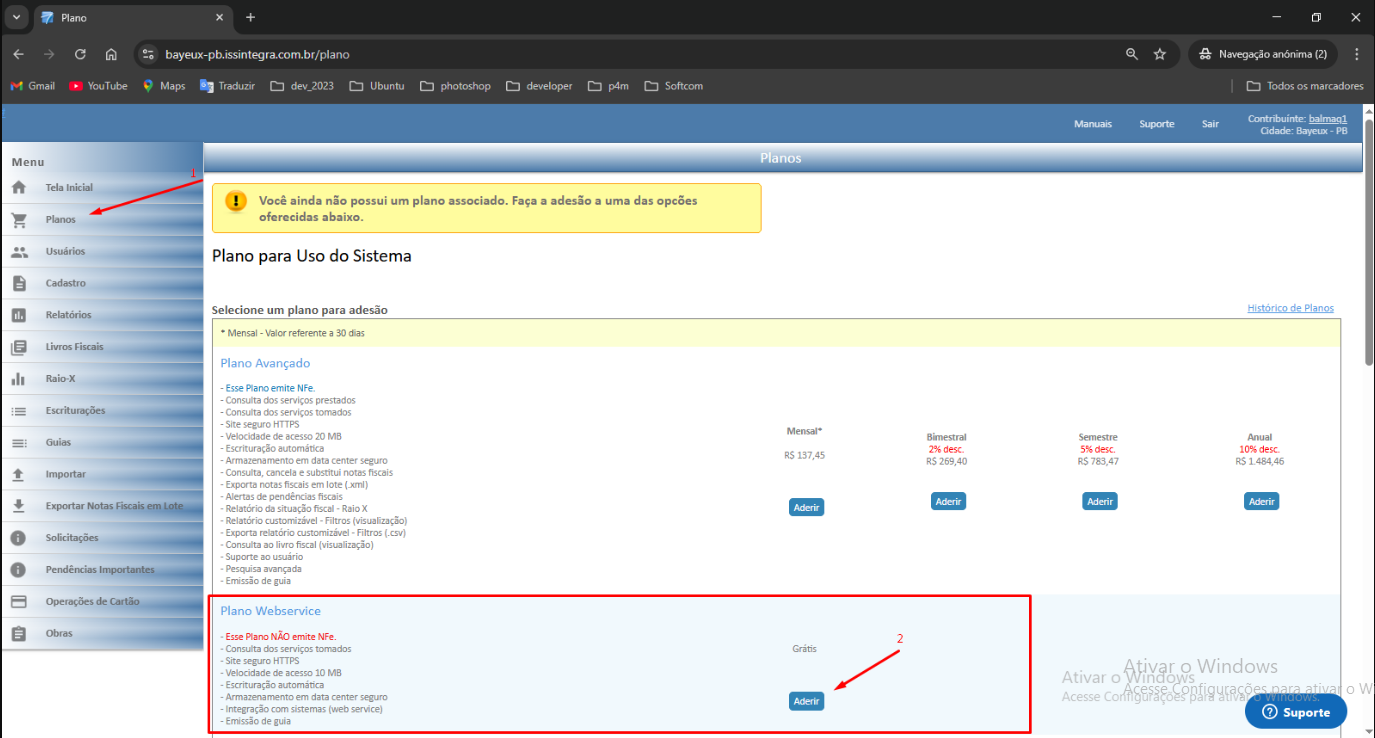 Plano Webservice Prefeitura
