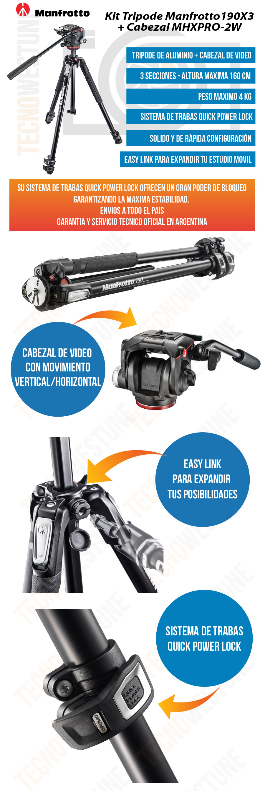 Venta de Manfrotto Tripode 190 Xpro Kit