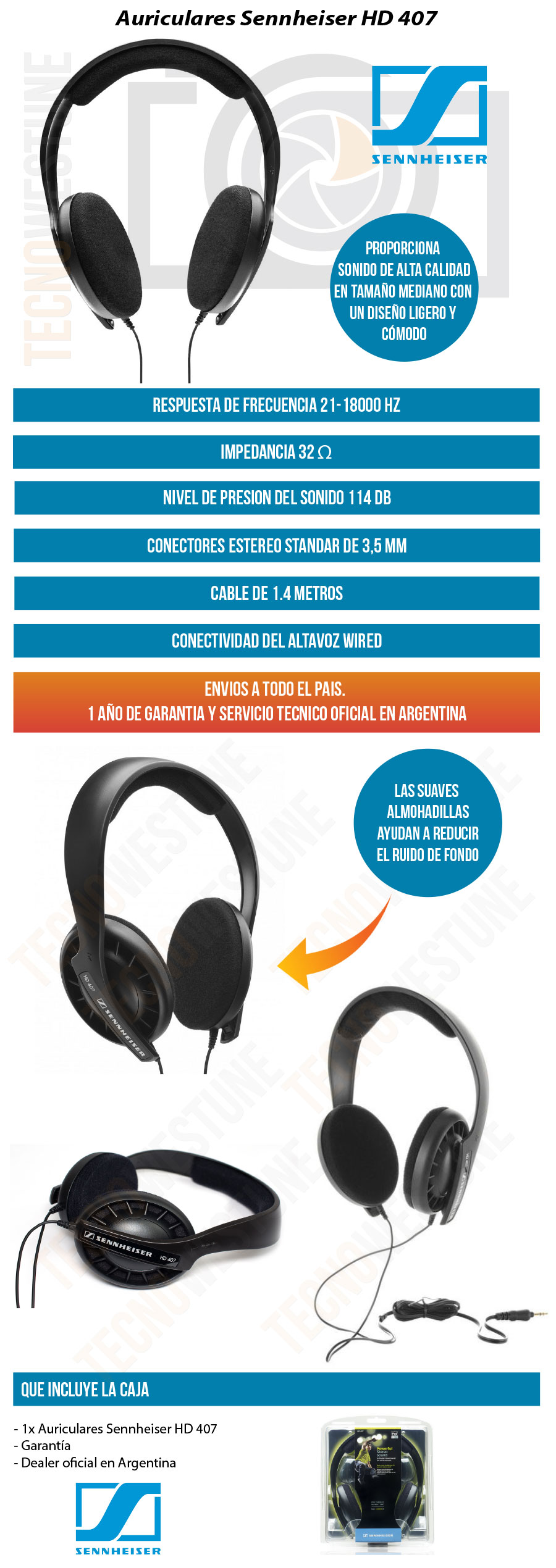 Auricular Vincha Sennheiser Hd 407 Vincha