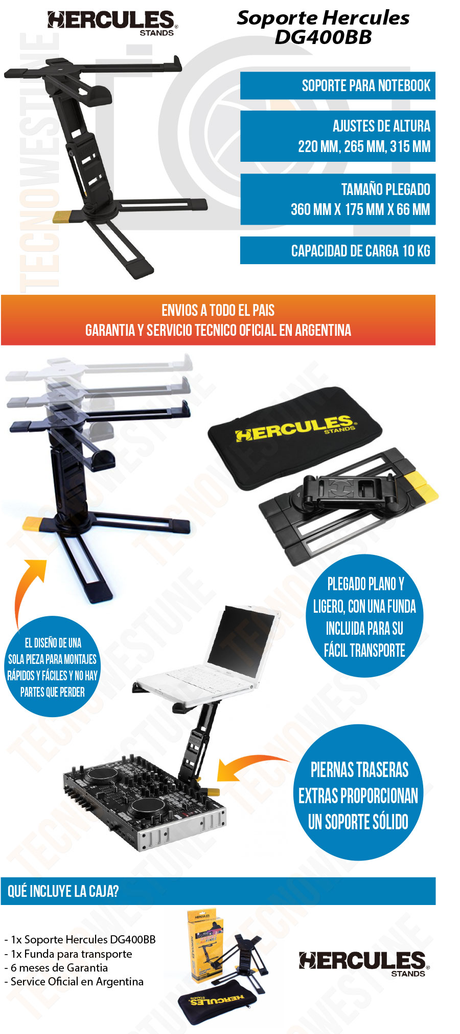 Hercules DG400BB ATRIL PARA PORTATIL