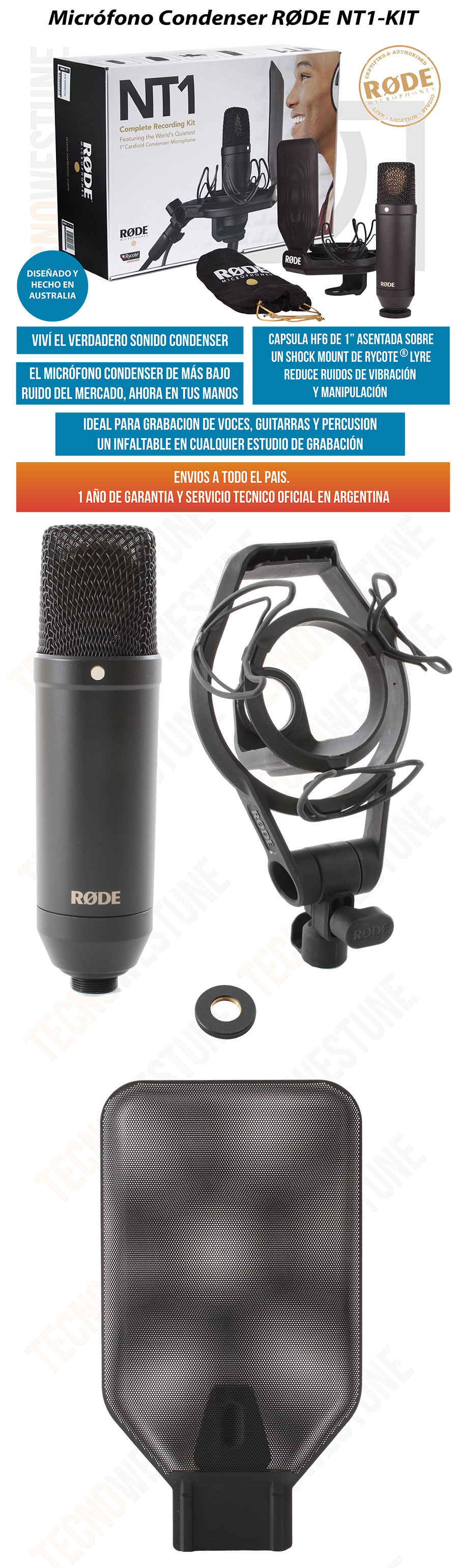 Micrófono De Estudio Rode Nt1 Kit Condensador Profesional