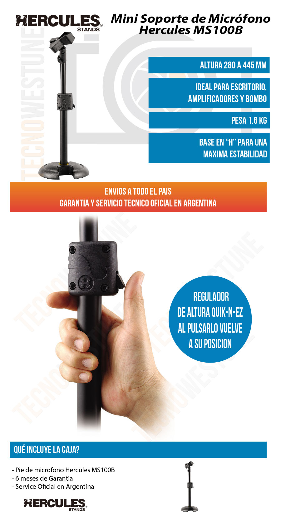 Pie De Microfono De Escritorio Regulable, Con Base + Pipeta