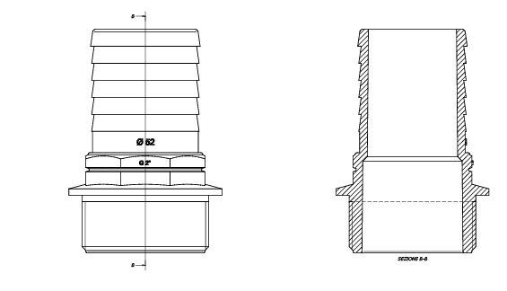 Schemes of the product con filetto maschio e femmina O-Ring gaskets for fittings with male and female thread