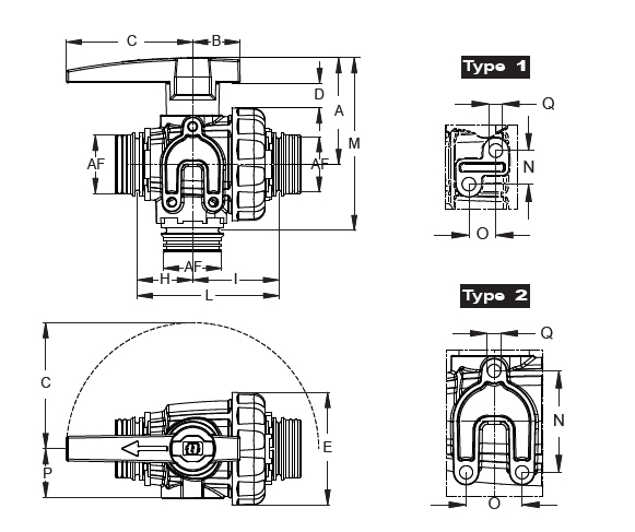 Schemi del prodotto Valvola a sfera 3 vie