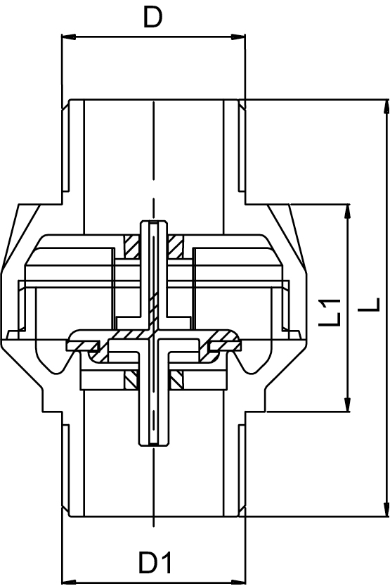 Schemes of the product Non-return valve, Male and Female threaded.