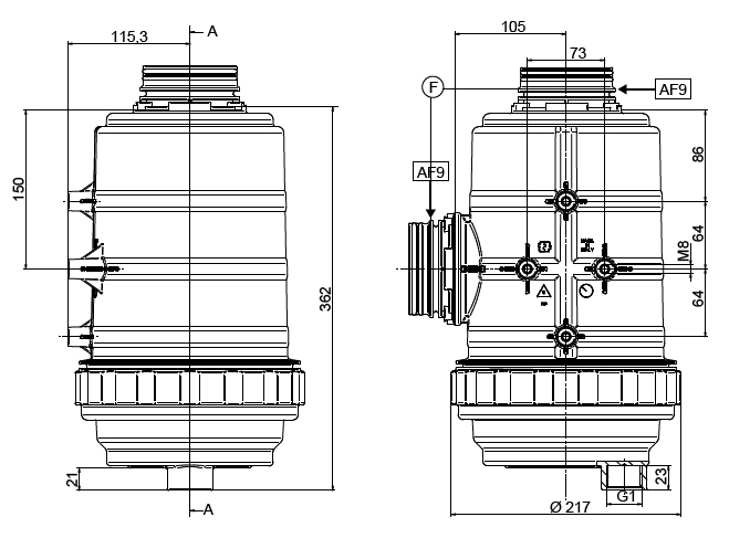 Schemi del prodotto Filtro di aspirazione 800 l/min - AF