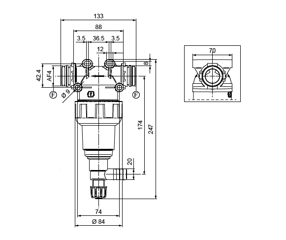 Schemi del prodotto Filtro di mandata autopulente 15 bar - AF