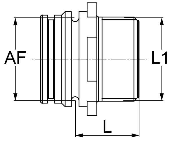 Schemi del prodotto Raccordo filettato attacco a forchetta maschio