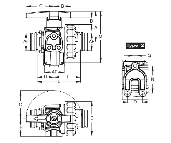 Schemi del prodotto Valvola a sfera 3 vie