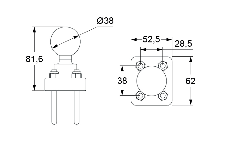 Schemes of the product Pole bracket with ball