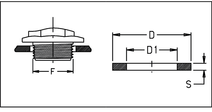 Schemes of the product Flat Gaskets for wall fittings with male thread