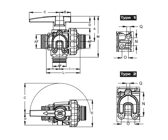 Schemi del prodotto Valvola a sfera a 3 vie