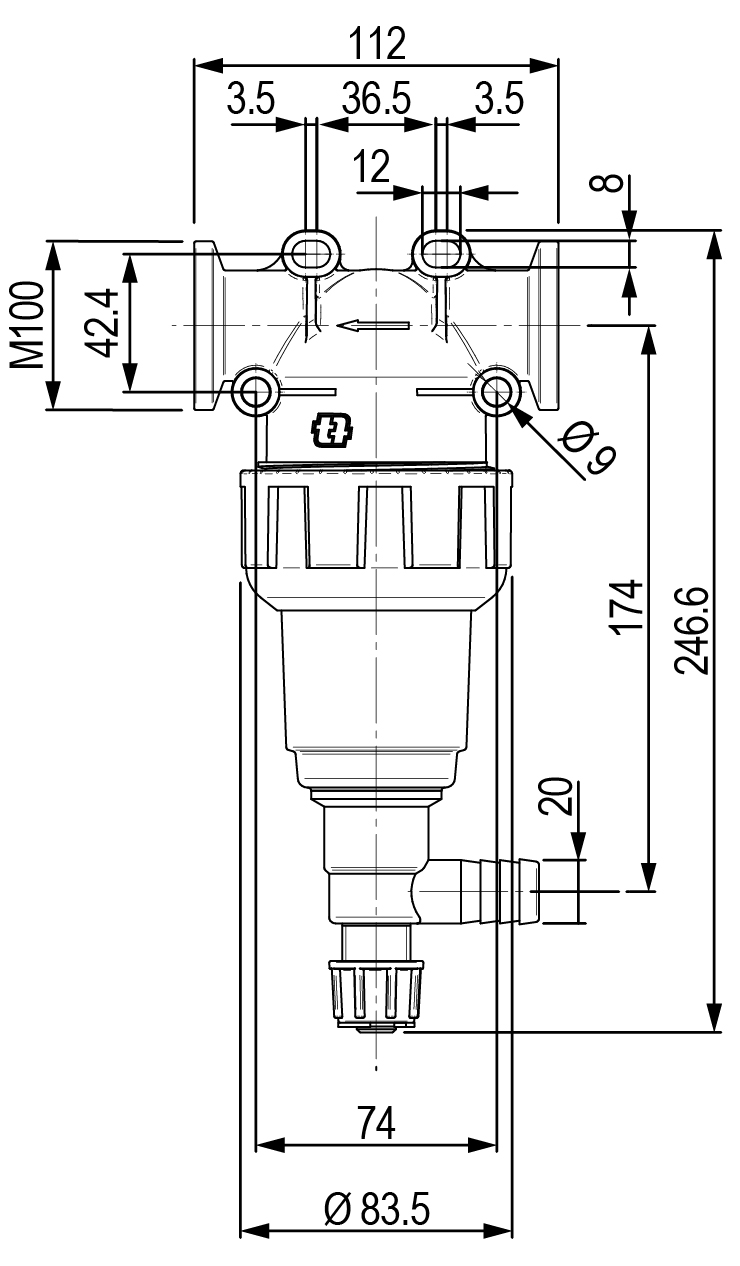 Schemes of the product Self-cleaning line filter 15 bar