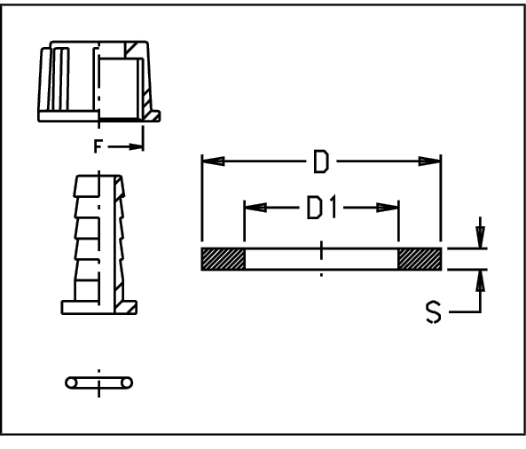 Schemes of the product Gaskets for flat seat fittings with fly nut