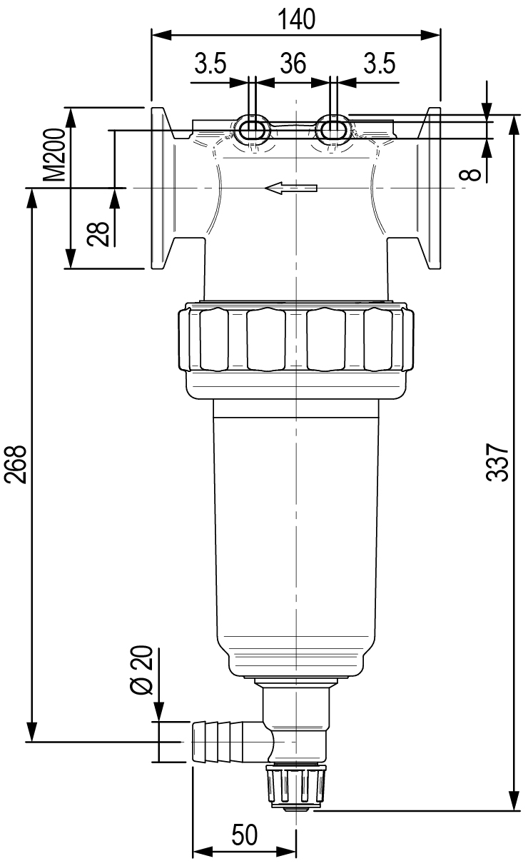Schemes of the product Self-cleaning line filter 15 bar