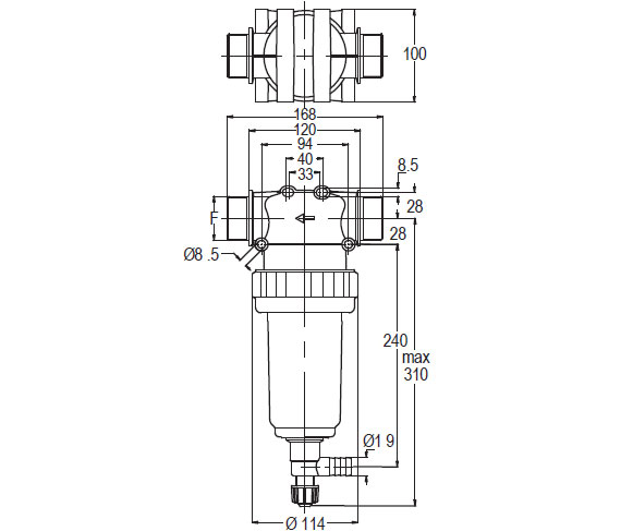 Schemes of the product Self-cleaning line filter 15 bar