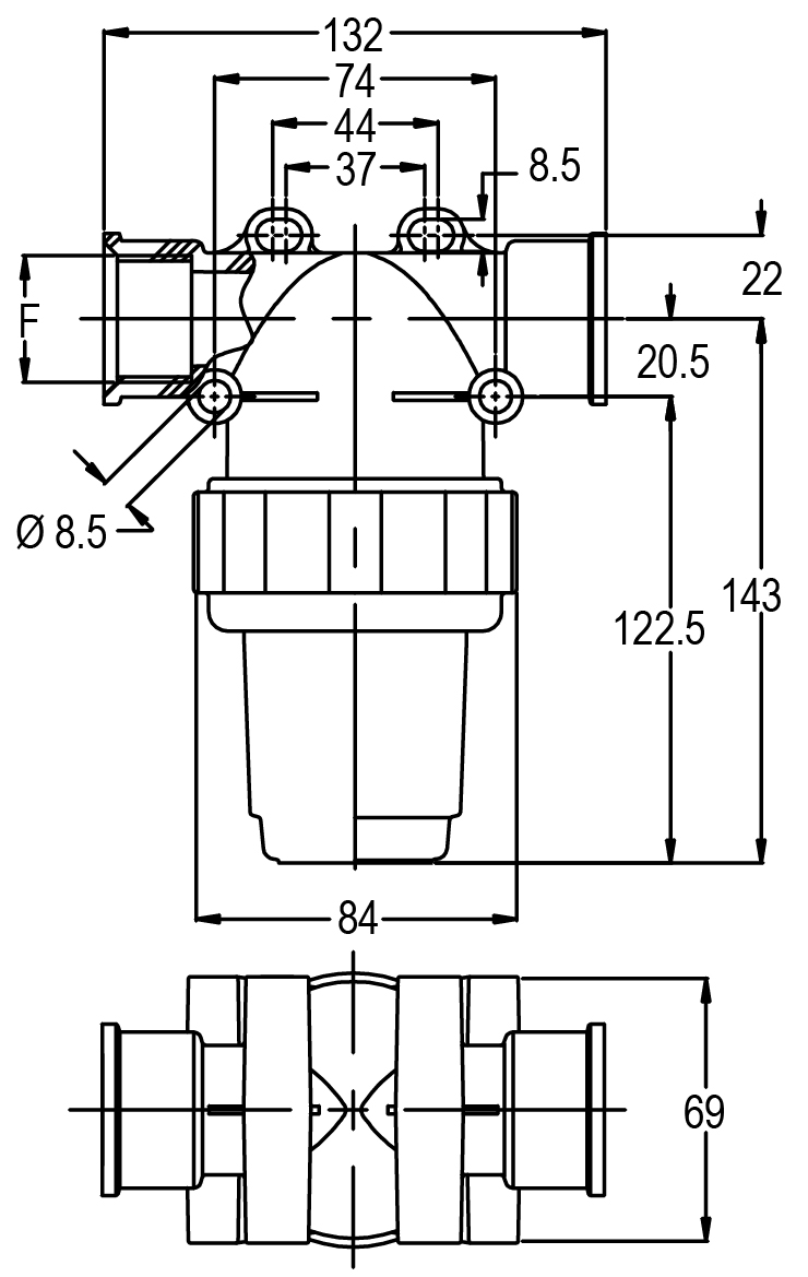 Schemes of the product Line filter 20 bar