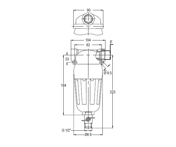 Schemes of the product Line filter 150 l/min and 50 bar