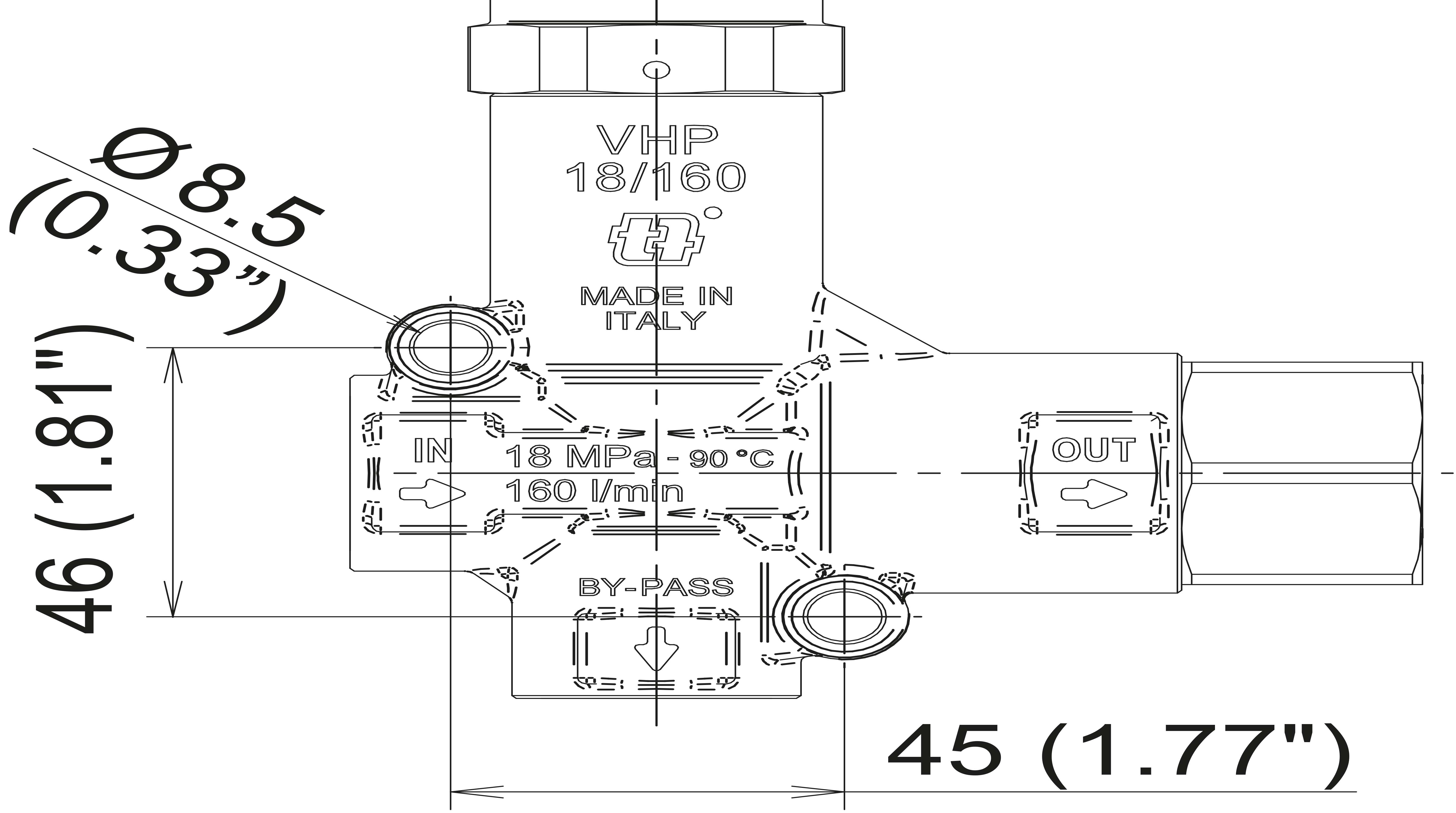 Schemes of the product VHP-PN 18/160 WITH PNEUMATIC PISTON