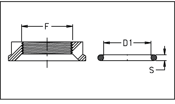 Schemes of the product con filetto maschio e femmina O-Ring gaskets for fittings with male and female thread