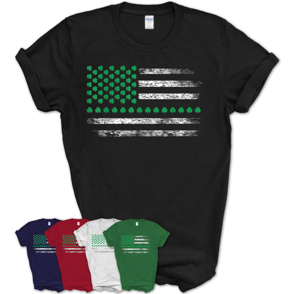 Irish American Flag St. Patrick’S Day Shamrock T-Shirt – Teezou Store