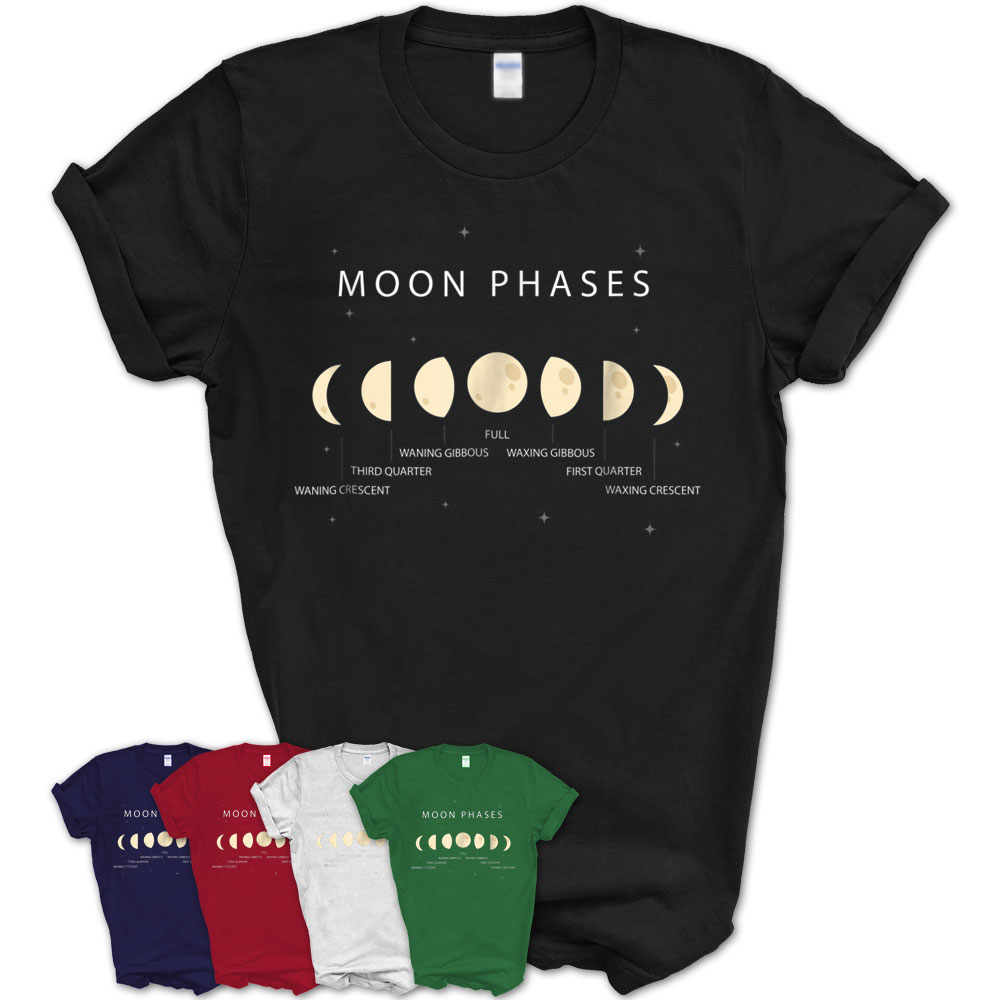 Moon Phases – Astronomical Terminology Lunar Cycle Shirt – Teezou Store