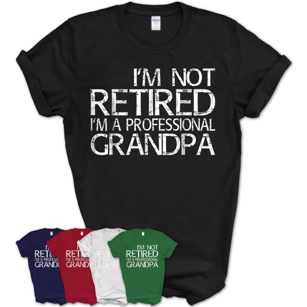 Mens I’M Not Retired I’M A Professional Grandpa T-Shirt Dad Gift ...