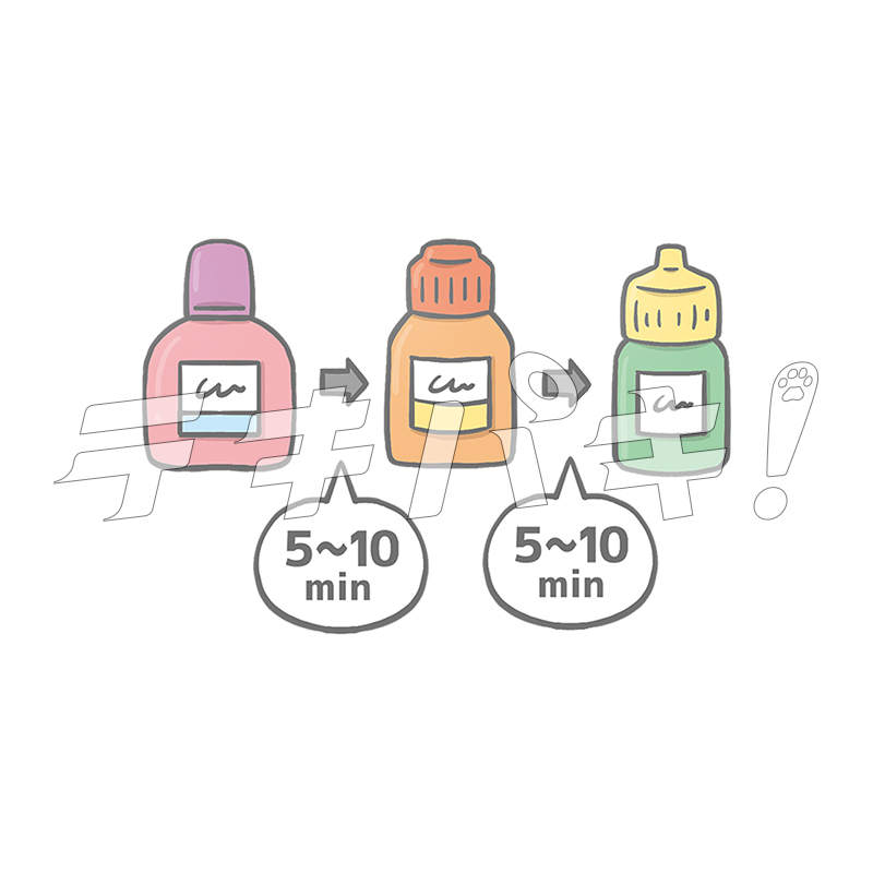 薬をさす際の間隔を空ける説明イラスト（英語）