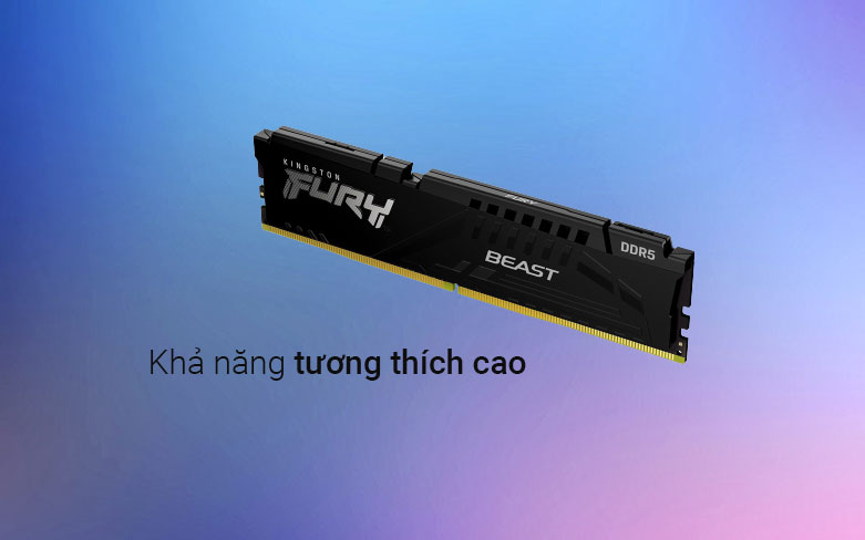 Ram Kingston FURY Beast Black 32GB (2x16GB) DDR5 5200MHz| Khả năng tương thích cao 