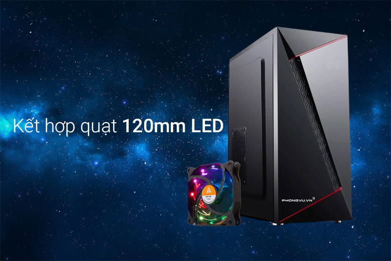 Case Phong Vũ PV-H5 + quạt tản nhiệt 120mm| Kết hợp quạt