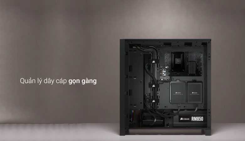 Case Corsair iCUE 4000X RGB TG Black| Quản lý dây cáp