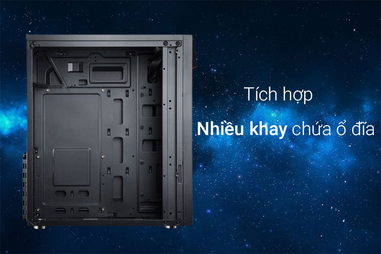 Case Phong Vũ PV-H5 + quạt tản nhiệt 120mm| Tích hợp nhiều khay chứa ổ đĩa