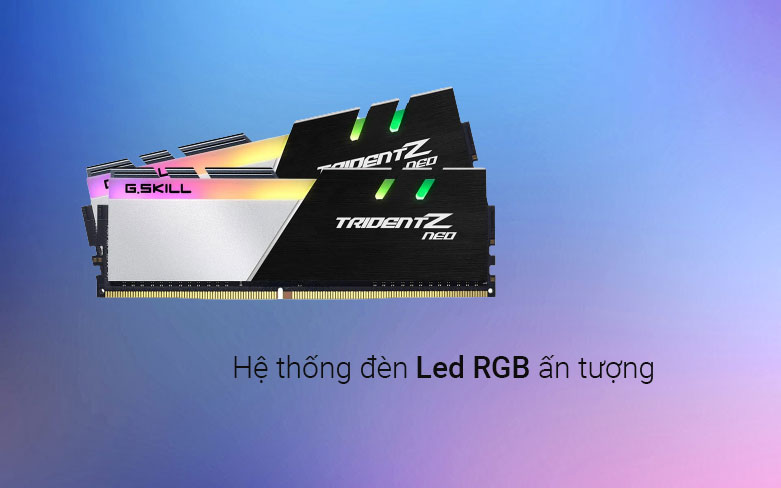 Bộ nhớ/ Ram G.Skill Trident Z Neo ( F4-3600C18D-32GTZN ) 32GB (2x16GB) DDR4 3600MHz| Hệ thống đèn LED ấn tượng