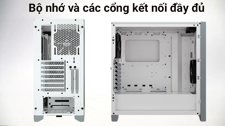 Thùng máy/ Case Corsair 4000D TG White (CC-9011199-WW) | Bộ nhớ và các cổng kết nối đầy đủ