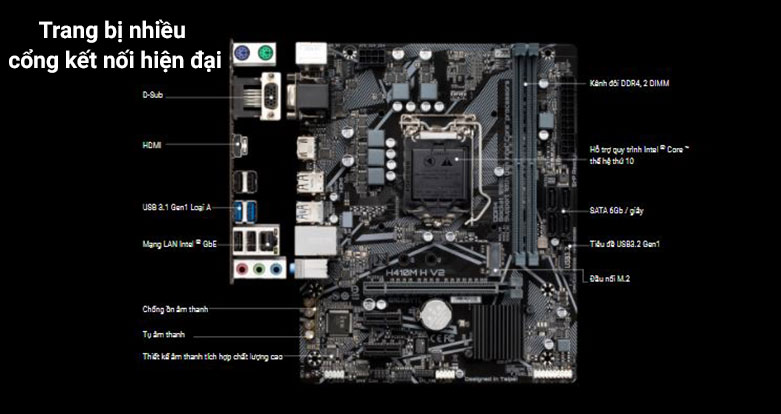 Mainboard Gigabyte H410M-H V2| Trang bị nhiều cổng kết nối hiện đại