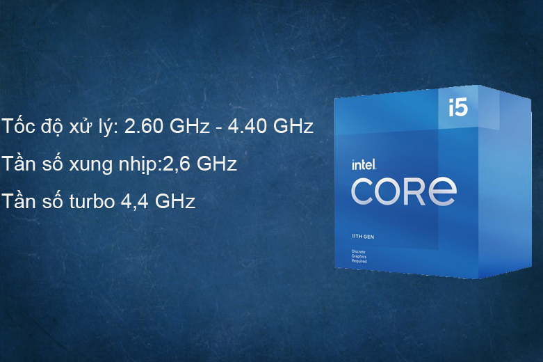 CPU Intel Core i5-11400F (6 Cores 12 Threads up to 4.4 GHz 11th Gen LGA 1200) | Tốc độ xử lý 2.60 GHz