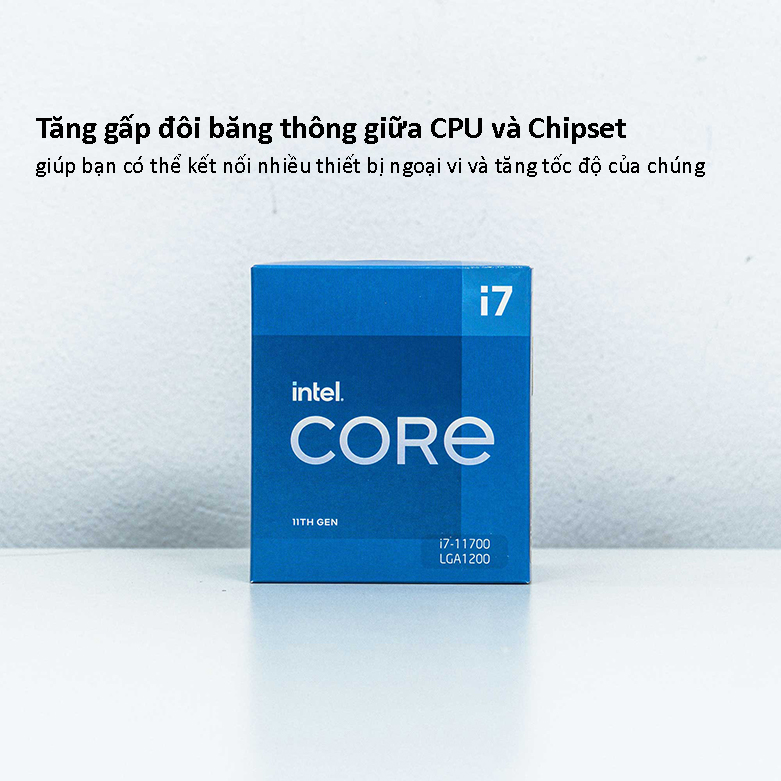 Bộ vi xử lý/ CPU Intel Core i7-11700 (8 Cores 16 Threads up to 4.9 GHz 11th Gen LGA 1200)| Tăng gấp đôi băng thông giữa CPU và chipset