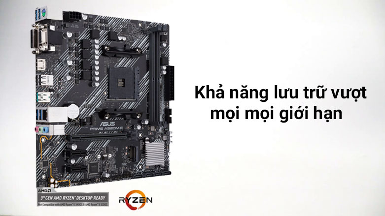 Bo mạch chính/ Mainboard Asus PRIME A520M-E | Khả năng lưu trữ vượt mọi giới hạn
