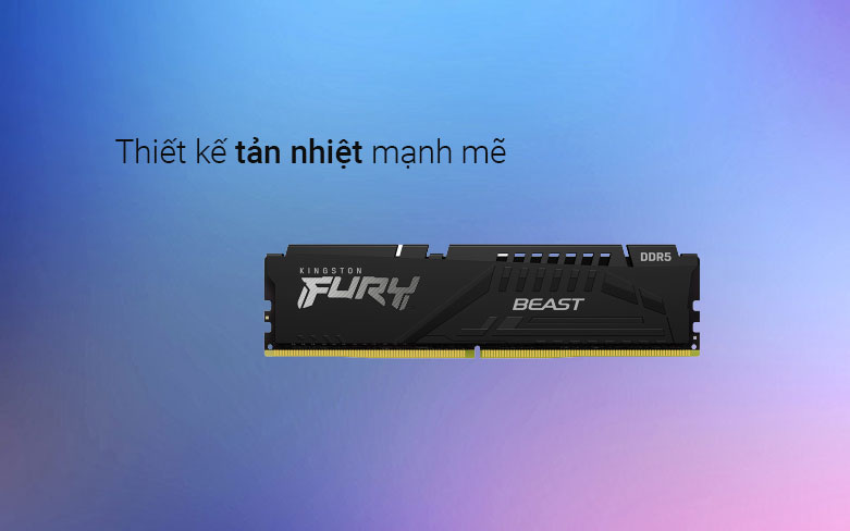 Ram Kingston FURY Beast Black 16GB (1x16GB) DDR5 4800MHz | Thiết kế tản nhiệt mạnh mẽ