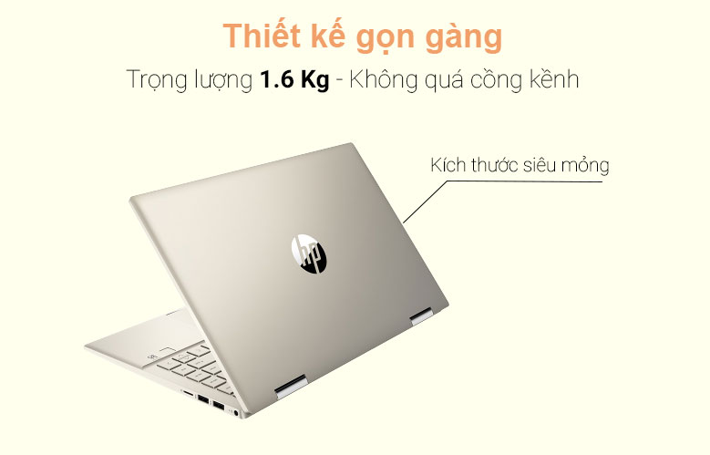 Máy tính xách tay/ Laptop HP Pavilion X360 14-dy0169TU (4Y1D4PA) (i5-1135G7) (Vàng)| Thiết kế gọn gàng