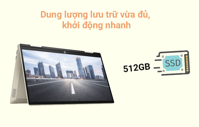 Máy tính xách tay/ Laptop HP Pavilion X360 14-dy0169TU (4Y1D4PA) (i5-1135G7) (Vàng) | Dung lượng lưu trữ vừa đủ