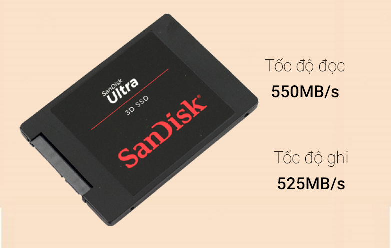 Ổ cứng gắn trong/ SSD Sandisk Ultra 3D-250G (SDSSDH3-250G-G25) | Tốc độ đọc ghi nhanh chóng