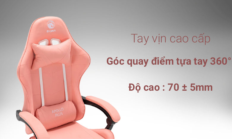 Ghế gaming E-dra Apollo EGC227 (Hồng) | Tay vịn cao cấp