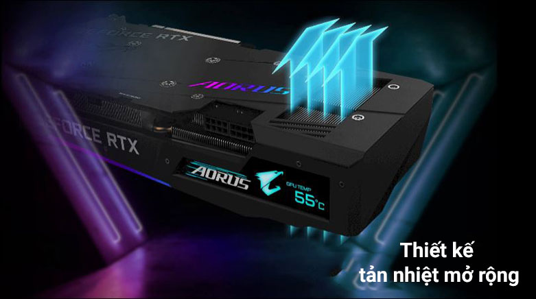 VGA Gigabyte AORUS GeForce RTX 3070 MASTER 8G (GV-N3070AORUS M-8GD) | Thiết kế tản nhiệt mở rộng