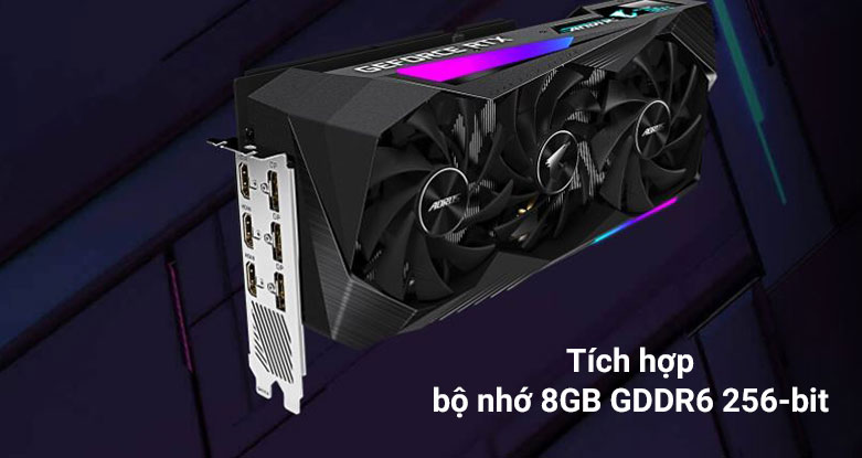 VGA Gigabyte AORUS GeForce RTX 3070 MASTER 8G (GV-N3070AORUS M-8GD)| Tích hợp với giao diện bộ nhớ 8GB