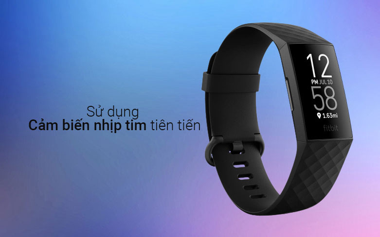 Vòng tay thông minh Fitbit Charge 4 Black/Black (FB417BKBK) | Sử dụng cảm biến nhịp tim tiên tiến