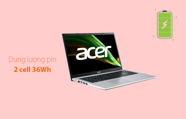 Laptop Acer Aspire 3 A315-58-59LY (NX.ADDSV.00G) (i5-1135G7) (Bạc) | Dung lượng pin 2 cell 36wh